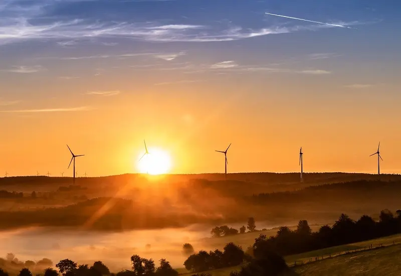 Sunset and Windmills