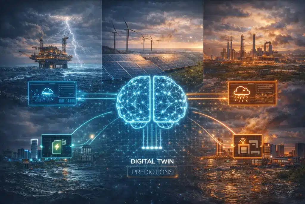 Real-time weather data integrated with digital twin systems enabling automated decisions across offshore, energy, utilities, and industrial operations