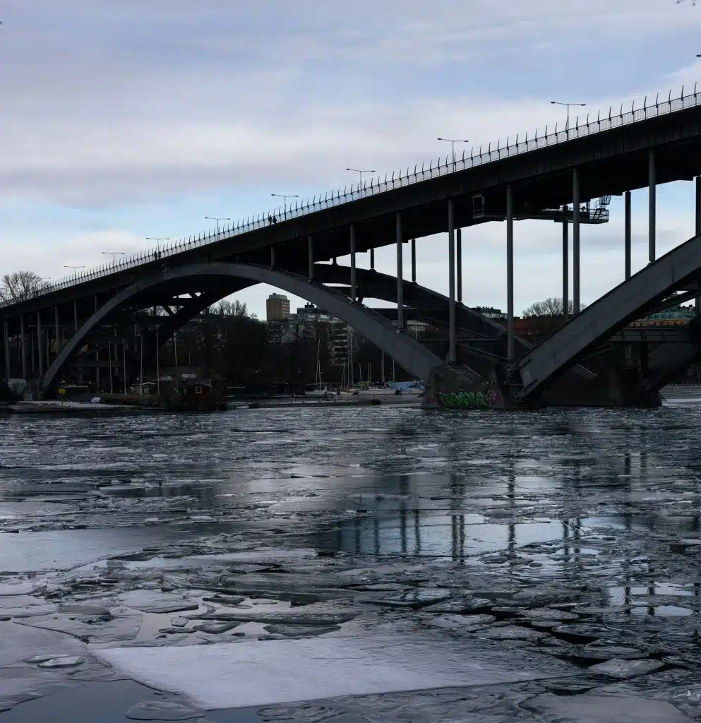 Bridge over an icy river
